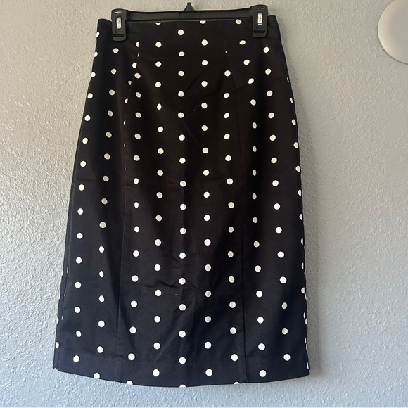 Polka dot high waist midi pencil skirt with pleat - Picture 2 of 6